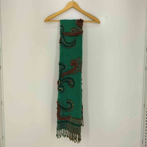インド製 立体刺繍 総柄 ウールスカーフ レディース