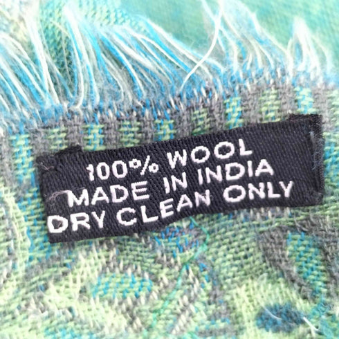 インド製 立体刺繍 総柄 ウールスカーフ レディース