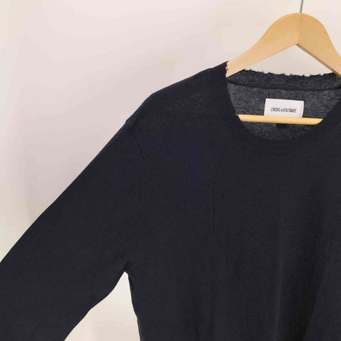 ザディグエヴォルテール ZADIG&VOLTAIRE バック スカル 刺繍 カシミヤ ダメージ ニット セーター メンズ import:L