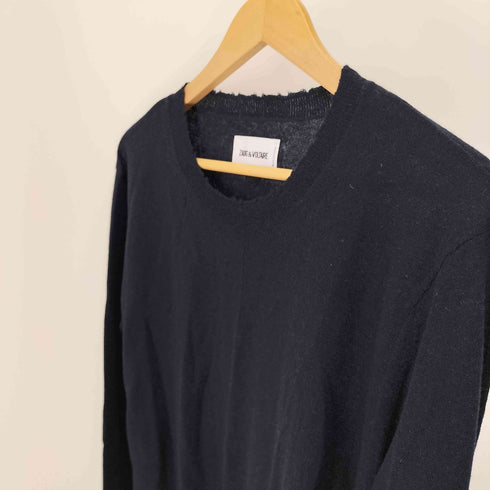ザディグエヴォルテール ZADIG&VOLTAIRE バック スカル 刺繍 カシミヤ ダメージ ニット セーター メンズ import:L