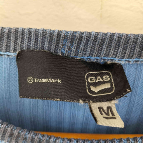 ガス GAS MADE IN ROMANIA 袖ロゴプリント ストレッチ コットンリブニット メンズ import:M