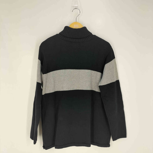 トミーヒルフィガー TOMMY HILFIGER ロゴ刺繍 エンブレム タートルネック コットン ニット メンズ import:L