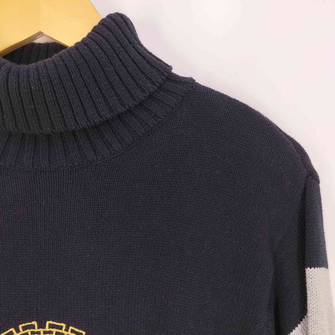 トミーヒルフィガー TOMMY HILFIGER ロゴ刺繍 エンブレム タートルネック コットン ニット メンズ import:L