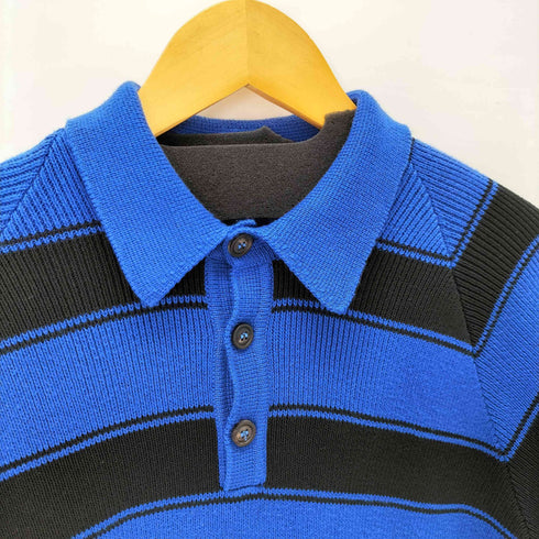 ロベルトコリーナ ROBERTO COLLINA MADE IN ITALY L/S ボーダーニットポロシャツ メンズ