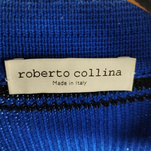 ロベルトコリーナ ROBERTO COLLINA MADE IN ITALY L/S ボーダーニットポロシャツ メンズ