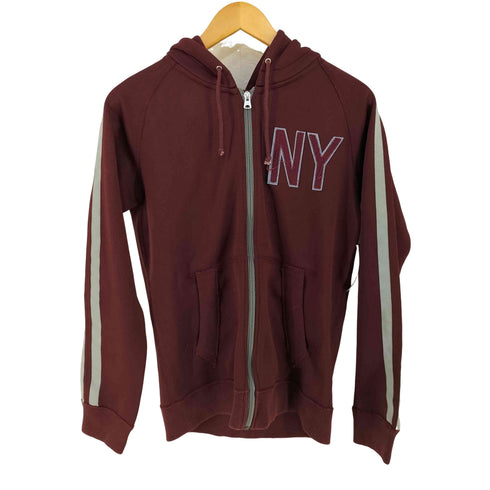 ビームス BEAMS NYワッペン サイドラインジップアップフーディ ボルドー メンズ JPN:M