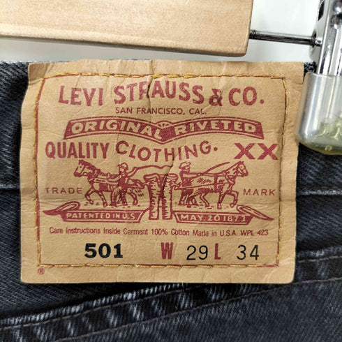 リーバイス Levis 501 99年製 ボタン裏553 ボタンフライ先染めブラックデニムパンツ メンズ W29L34