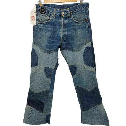 リーバイス Levis 501 66前期 6刻印 ボタンフライ リメイク パッチワーク フレア デニムパンツ メンズ
