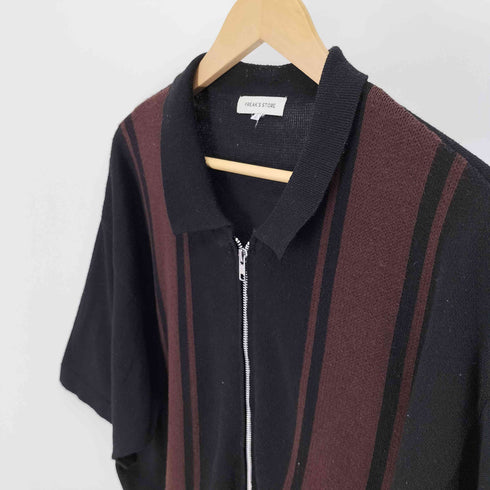 フリークスストア FREAKS STORE 23SS シンメトリーライン ジップアップ ポリ ニット シャツ メンズ JPN:L