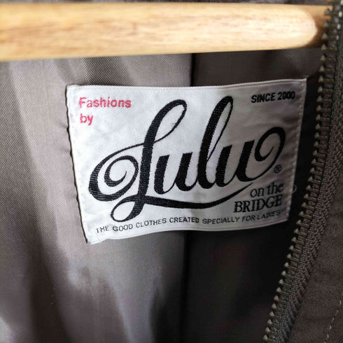 ルルオンザブリッジ LuLu on the BRIDGE フェイクスエード切替え ノーカラー ダウンコート レディース JPN:36