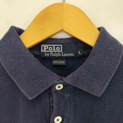 ポロバイラルフローレン Polo by RALPH LAUREN 90s USA製 ポニー刺繍 2トーン クロップドポロシャツ レディース import:L