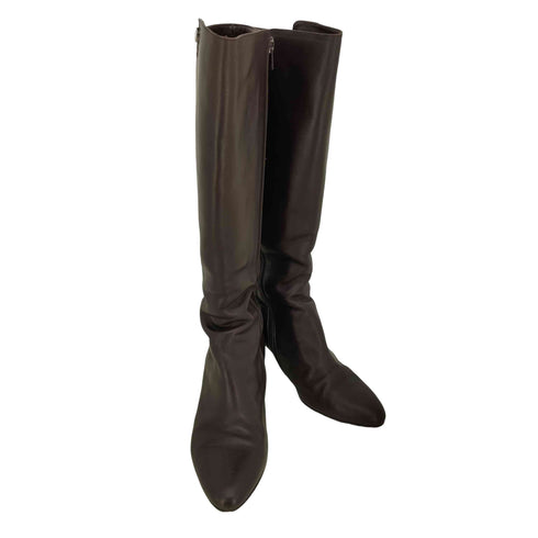 サルヴァトーレフェラガモ Salvatore Ferragamo サイドジップ レザー ロングヒールブーツ レディース US:6