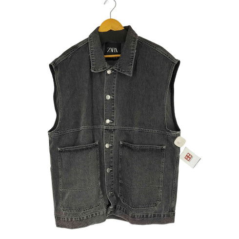 ザラ ZARA ブラックデニムベスト メンズ XL