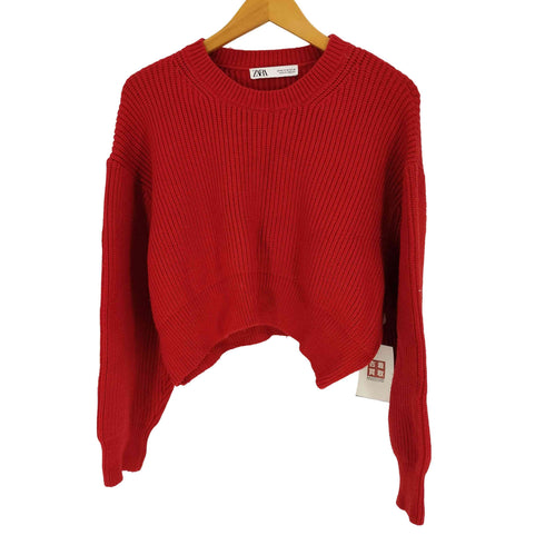 ザラ ZARA レーヨン混 畦編み クロップド ニット セーター レディース import:M