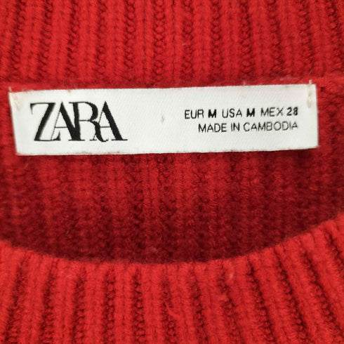 ザラ ZARA レーヨン混 畦編み クロップド ニット セーター レディース import:M