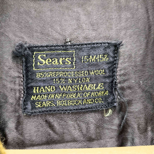 シアーズ Sears 黒タグ ウールチェック柄シャツ 襟芯 メンズ JPN:M