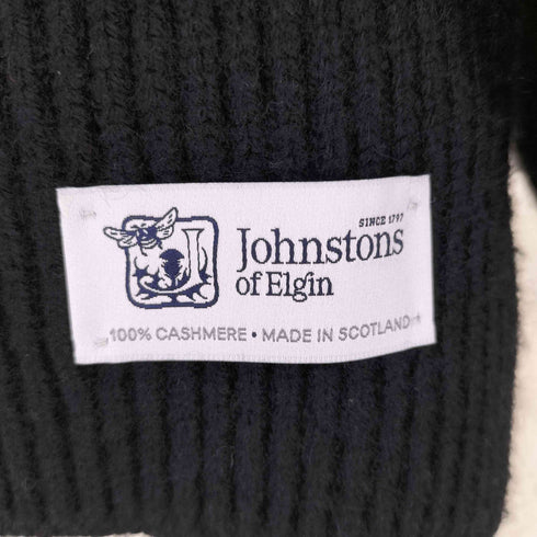 ジョンストンズオブエルガン johnstons of elgin スコットランド製 カシミヤ100 リブ編みマフラー レディース