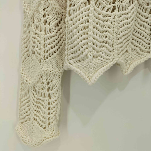 ザラ ZARA OPEN-KNIT SWEATER オープン ニット セーター Vネック レディース import:L