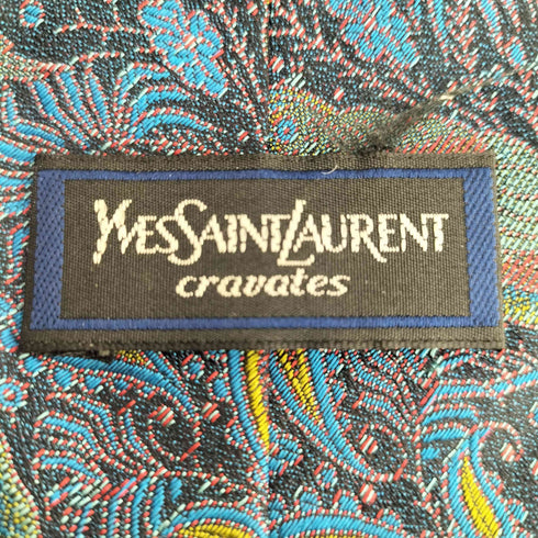 イヴサンローラン Yves Saint Laurent MADE IN ITALY CRAVATES ペイズリー柄シルクネクタイ メンズ