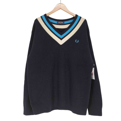 フレッドペリー FRED PERRY STRIPED TRIM V-NECK JUMPER メンズ JPN:L