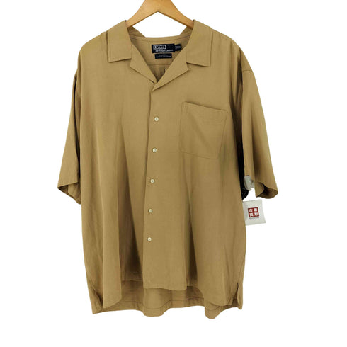 ポロバイラルフローレン Polo by RALPH LAUREN 90s CALDWELL ポニー無し シルクコットン オープンカラーシャツ メンズ import:XXL