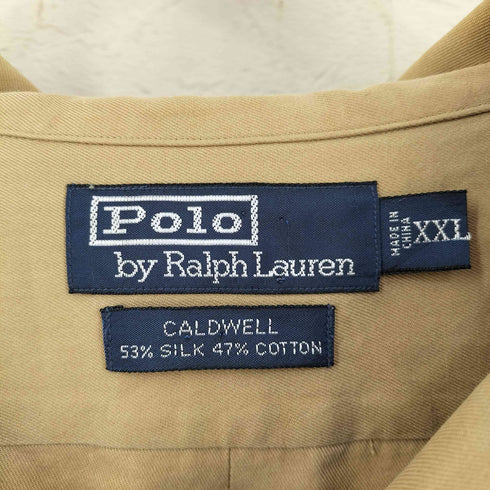 ポロバイラルフローレン Polo by RALPH LAUREN 90s CALDWELL ポニー無し シルクコットン オープンカラーシャツ メンズ import:XXL