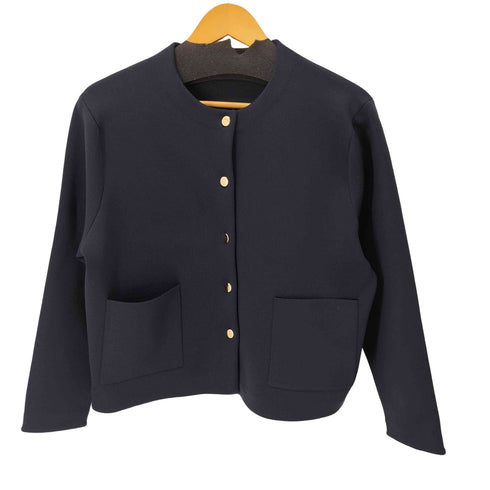 ユナイテッドアローズグリーンレーベルリラクシング UNITED ARROWS green label relaxing フォルム ゴールドボタン ノーカラー ニット カーディガン レディース FREE