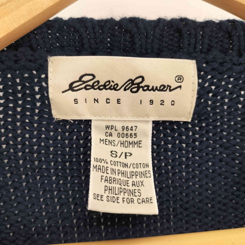 エディーバウアー Eddie Bauer 90-00S 白タグ 畔編み コットン クルーネック ニット セーター メンズ import:S