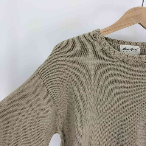 エディーバウアー Eddie Bauer 90-00S 白タグ 畔編み コットン クルーネック ニット セーター メンズ import:S