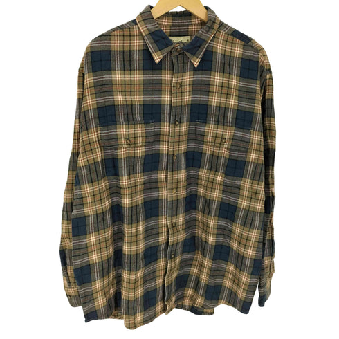 エディーバウアー Eddie Bauer 90-00S 白タグ タータンチェック フラップ ポケット L/S フランネル シャツ メンズ import:L