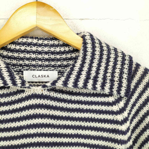 CLASKA ボーダー柄襟付きニット レディース