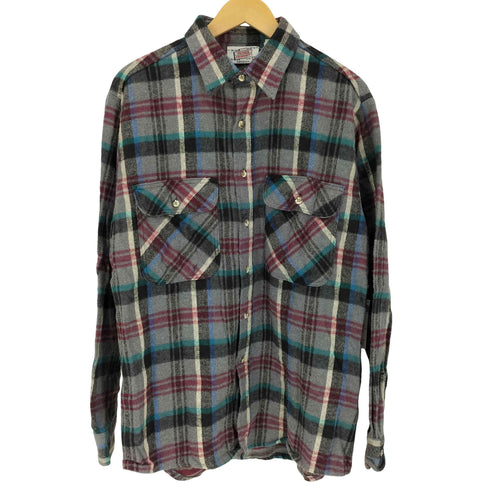 PRIVATE PROPERTY 80-90S USA製 マドラスチェック フラップポケット コットン フランネル シャツ メンズ import:L