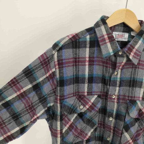 PRIVATE PROPERTY 80-90S USA製 マドラスチェック フラップポケット コットン フランネル シャツ メンズ import:L