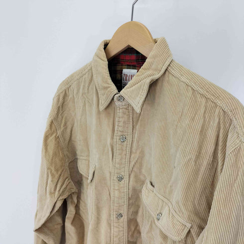 TRANS POSITION 背裏地 チェック フラップ ポケット L/S コーデュロイシャツ メンズ import:L