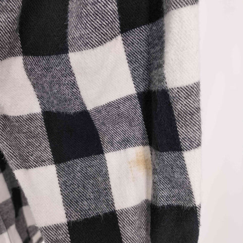 TRANS POSITION 白黒 ブロックチェック フラップ ポケット L/S フランネル シャツ メンズ import:L