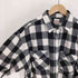 TRANS POSITION 白黒 ブロックチェック フラップ ポケット L/S フランネル シャツ メンズ import:L
