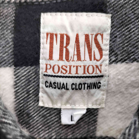 TRANS POSITION 白黒 ブロックチェック フラップ ポケット L/S フランネル シャツ メンズ import:L