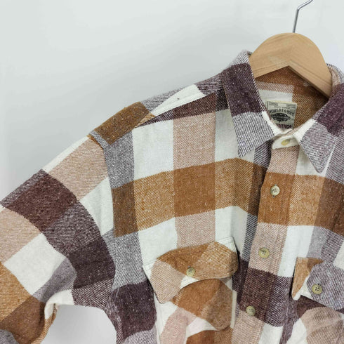 90-00S DOWNINGS ブロックチェック フラップ ポケット L/S フランネル シャツ メンズ import:L