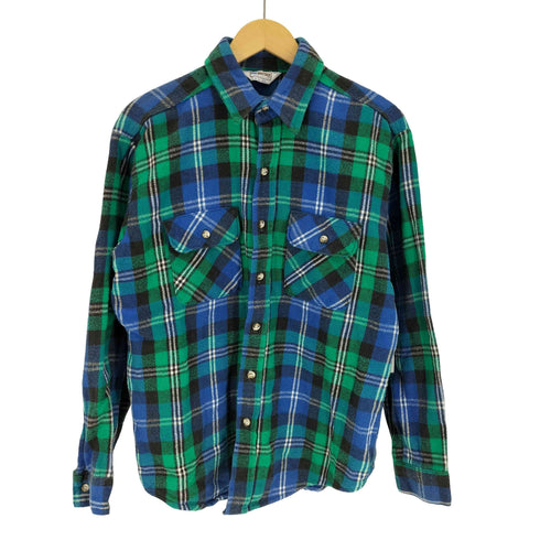ファイブブラザー FIVE BROTHER 70-80S USA製 三角タグ タータンチェック フラップポケット L/S コットン フランネル シャツ メンズ import:L