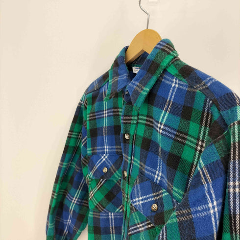 ファイブブラザー FIVE BROTHER 70-80S USA製 三角タグ タータンチェック フラップポケット L/S コットン フランネル シャツ メンズ import:L