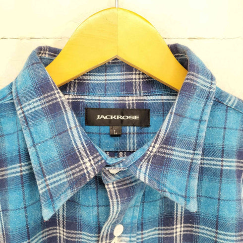 ジャックローズラブメゾン JACK ROSE Luv maison 袖カットオフワイドシルエットチェックシャツ メンズ L