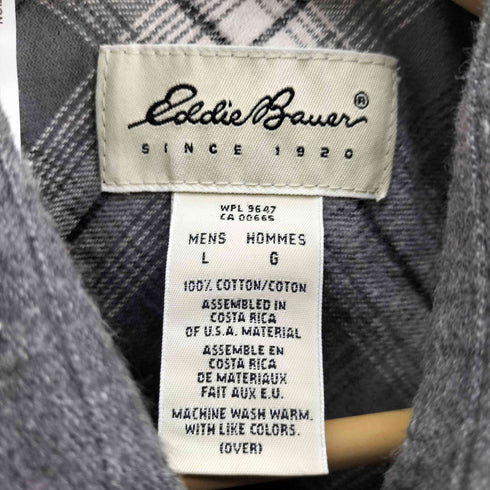 エディーバウアー Eddie Bauer 90-00S 白タグ 背裏地 タータンチェック フラップ ポケット L/S シャモア シャツ メンズ import:L
