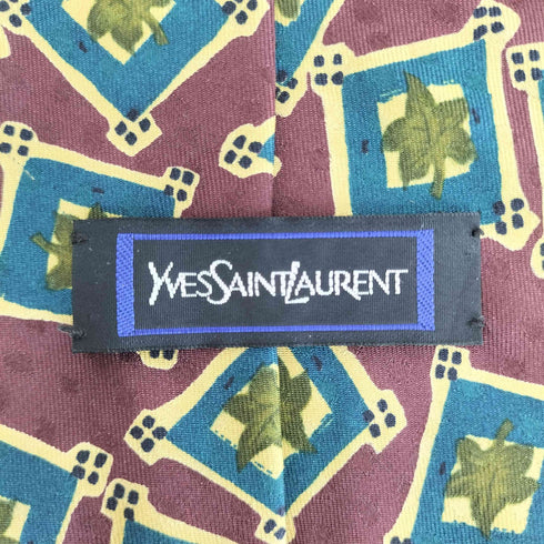イヴサンローラン Yves Saint Laurent 総柄シルクネクタイ メンズ