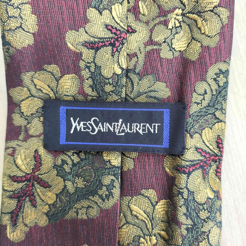 イヴサンローラン Yves Saint Laurent ジャガード織花柄シルクネクタイ メンズ