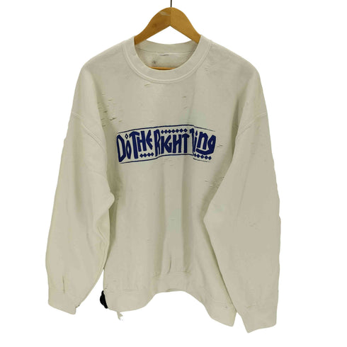 デラックス DELUXE do the right thing ダメージ加工 クルーネックスウェット メンズ