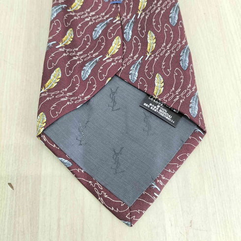 イヴサンローラン Yves Saint Laurent 羽柄シルクネクタイ メンズ