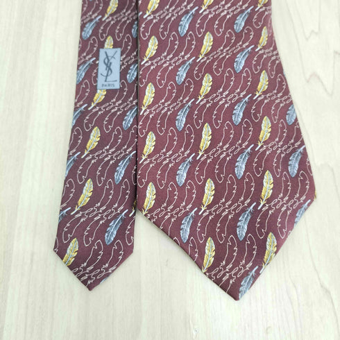 イヴサンローラン Yves Saint Laurent 羽柄シルクネクタイ メンズ