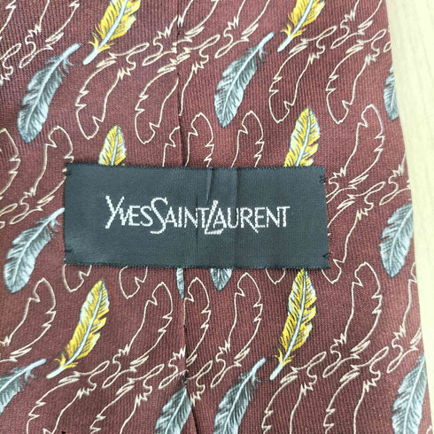 イヴサンローラン Yves Saint Laurent 羽柄シルクネクタイ メンズ