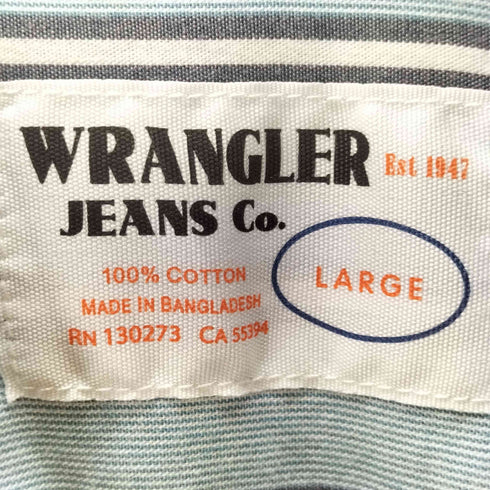 ラングラー Wrangler jeans ストライプシャツ 00S メンズ JPN:L