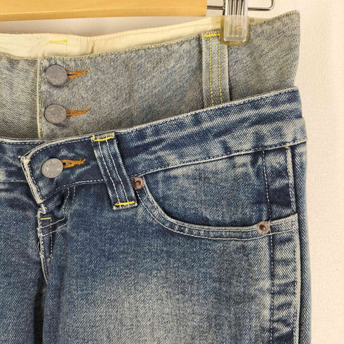 YEN JEANS 00S Y2K 立体裁断 2重 レイヤードデザイン ボタンフライ ストレートデニムパンツ メンズ